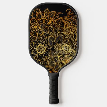 Floral Doodle Gold G523 Pickleball Paddle by Medusa81 at Zazzle