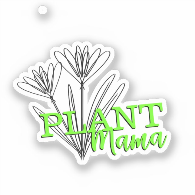 Floral Doodle Hand Drawn Plant Mama Neon Sticker (Front)