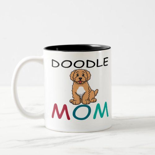 Floral Doodle Mom _ Golden Doodle Goldendoodle Two_Tone Coffee Mug