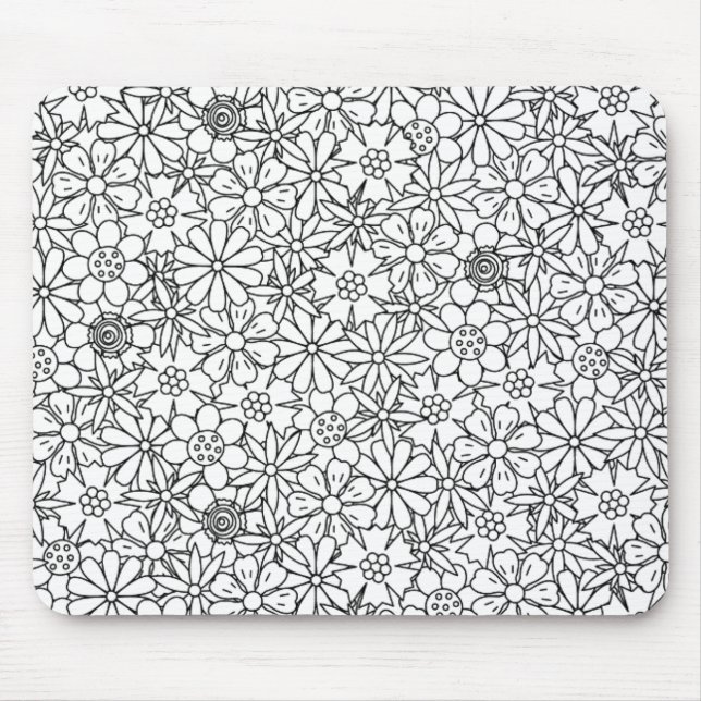 Floral Doodle Mouse Pad (Front)