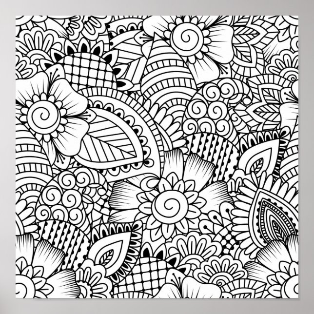 Floral Doodle Pattern 2 Poster (Front)