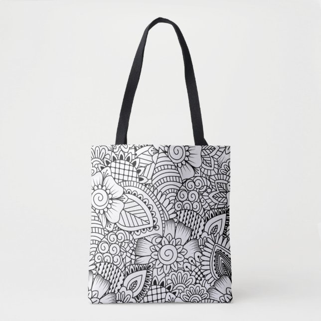 Floral Doodle Pattern 2 Tote Bag (Front)