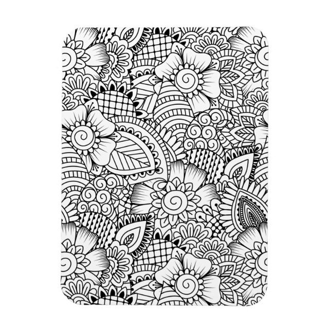 Floral Doodle Pattern Magnet (Vertical)