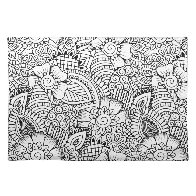 Floral Doodle Pattern Placemat (Front)