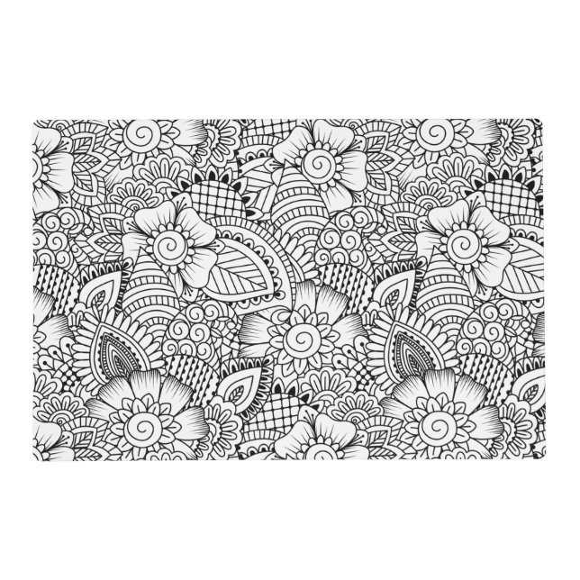 Floral Doodle Pattern Placemat (Front)