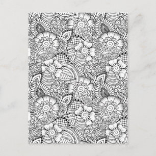 Floral Doodle Pattern Postcard