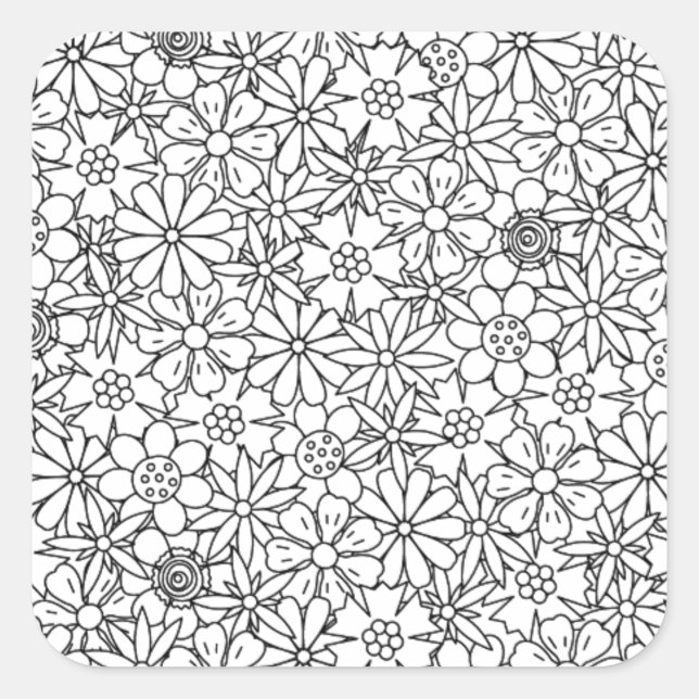 Floral Doodle Square Sticker (Front)