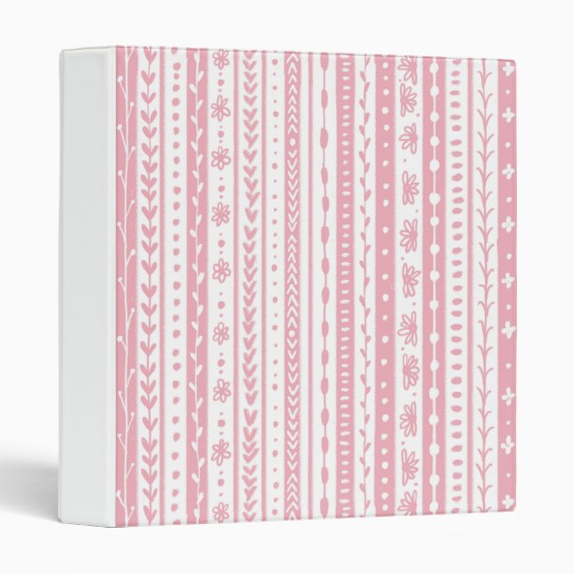 Floral doodle stripes 3 ring binder (Front/Spine)