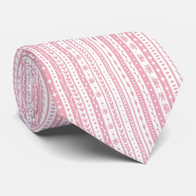 Floral doodle stripes neck tie (Rolled)