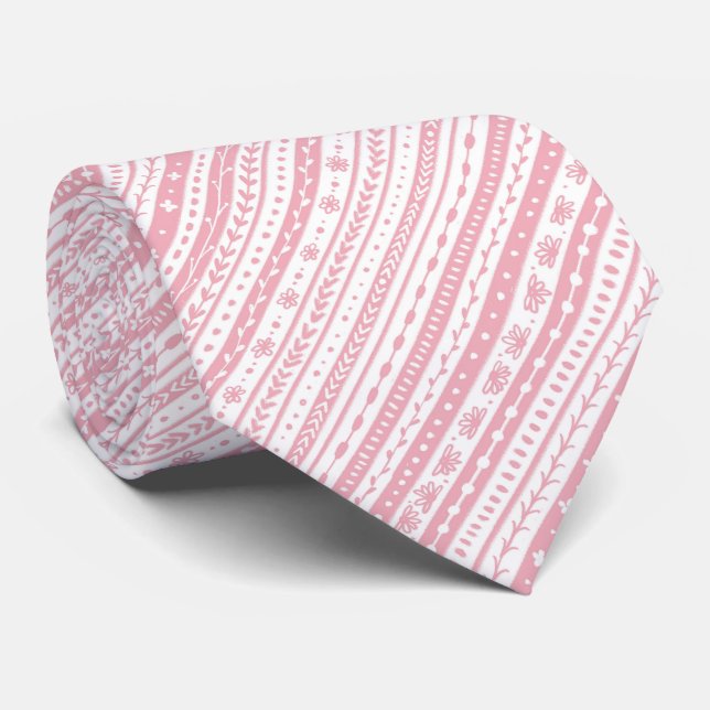 Floral doodle stripes neck tie (Rolled)