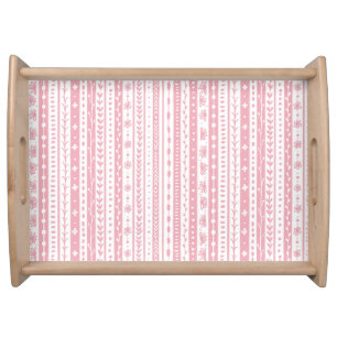 Floral doodle stripes serving tray