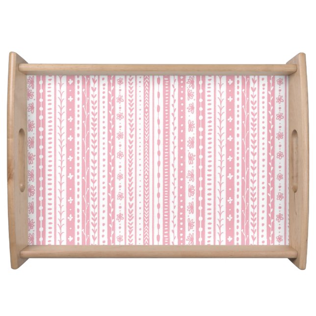 Floral doodle stripes serving tray (Front)