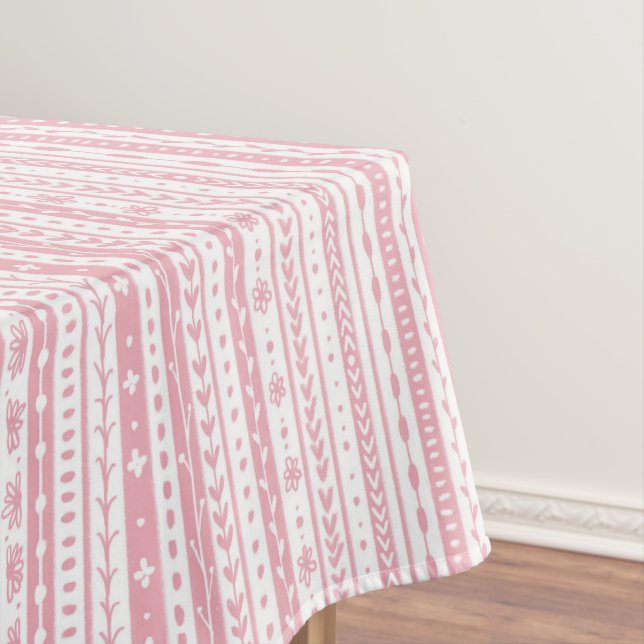 Floral doodle stripes tablecloth (In Situ)