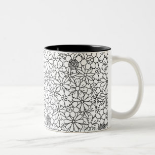 Floral Doodle Two-Tone Coffee Mug