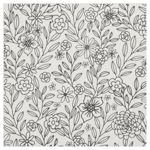 Floral Doodles Coloring Fabric