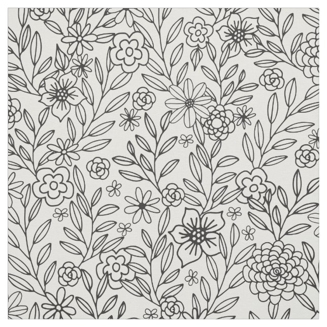 Floral Doodles Coloring Fabric (Swatch)