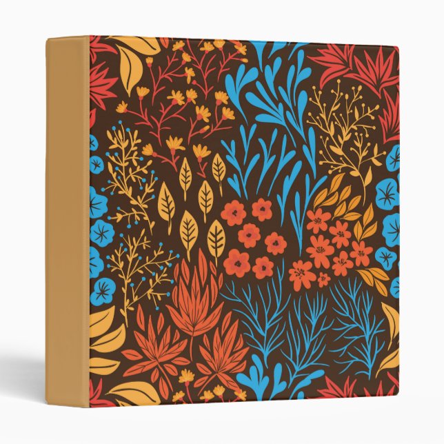 Floral doodles dark 3 ring binder (Front/Spine)
