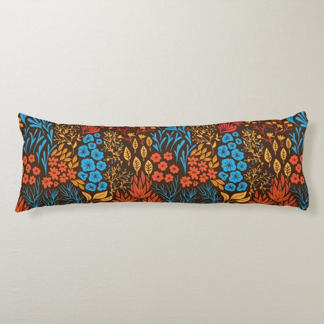 Floral doodles dark body pillow (Front)
