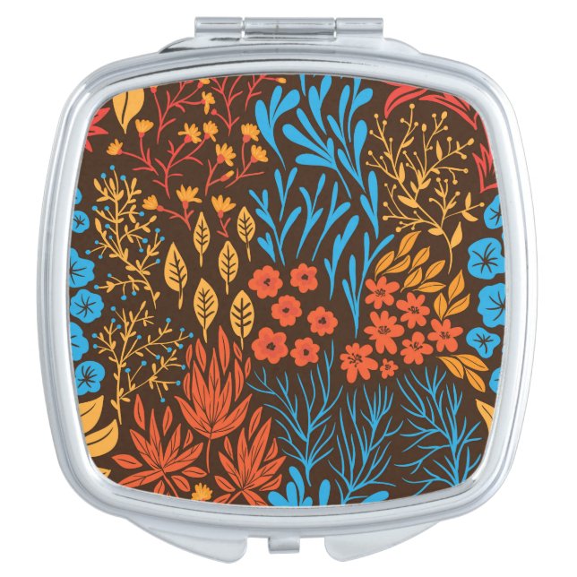 Floral doodles dark makeup mirror (Front)