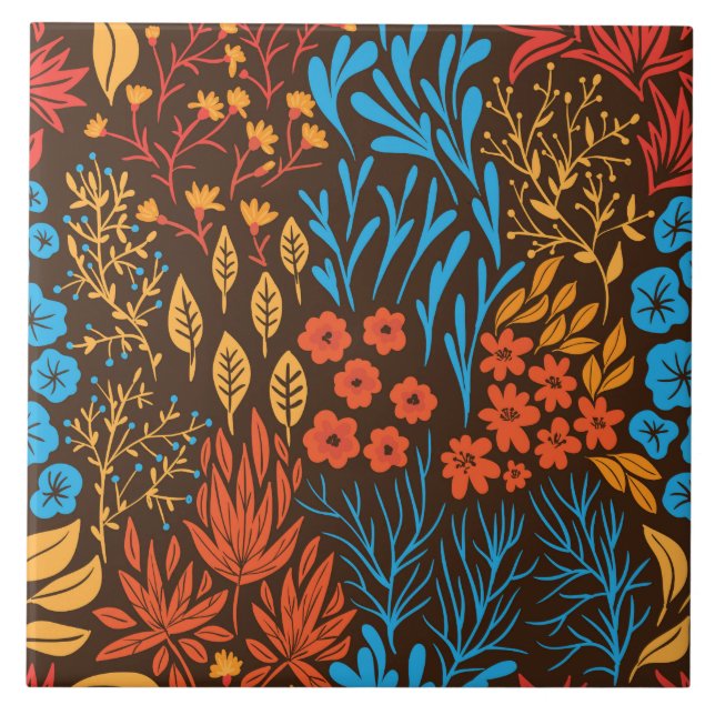 Floral doodles dark tile (Front)