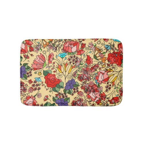 Floral doodles decorative vintage card bath mat