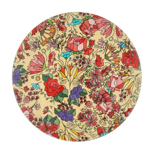 Floral doodles decorative vintage card cutting board