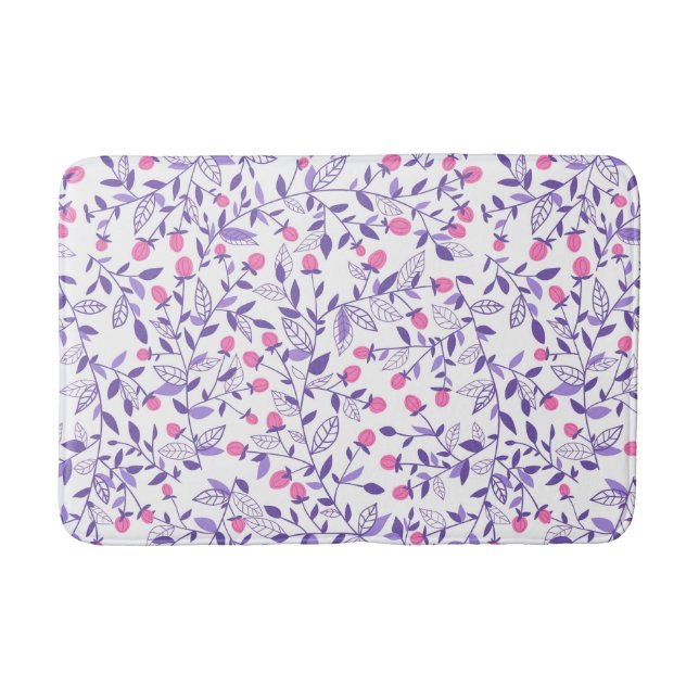 Floral doodles pink and violet bath mat (Front)