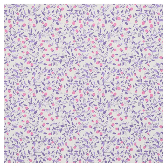 Floral doodles pink and violet fabric (Swatch)