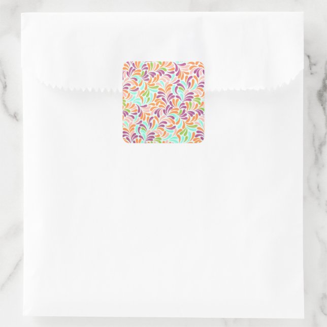 Floral Dot Vintage Geometric Stripe Square Sticker (Bag)