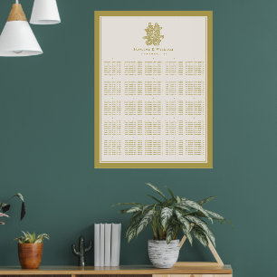 Floral Double Happiness Chinese Wedding Seat Chart