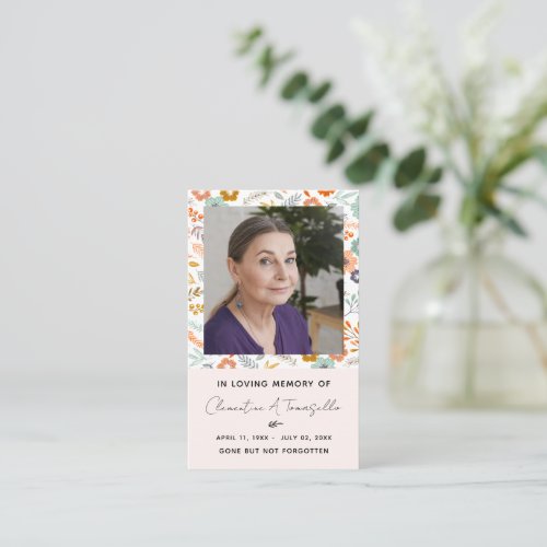 Floral Dove Funeral Memorial Prayer Photo Card