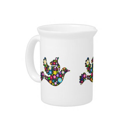 Floral Dove Of Flowers Beverage Pitcher