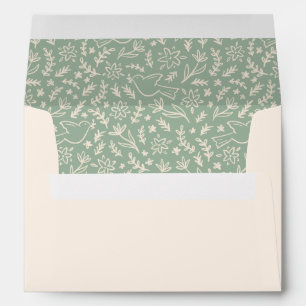 Floral Dove Pattern Green - Envelope