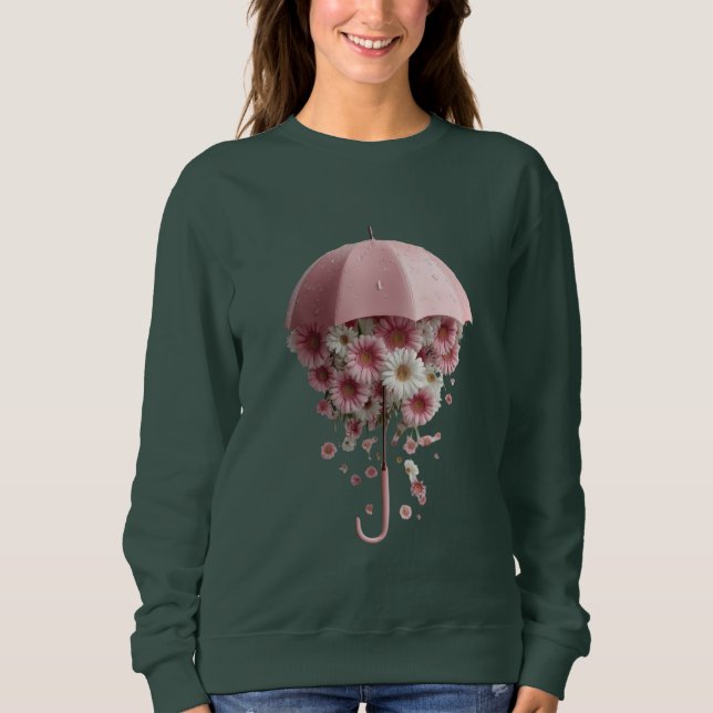 Floral Downpour Bloomfall Sheltered by Spring Wher Sweatshirt (Front)