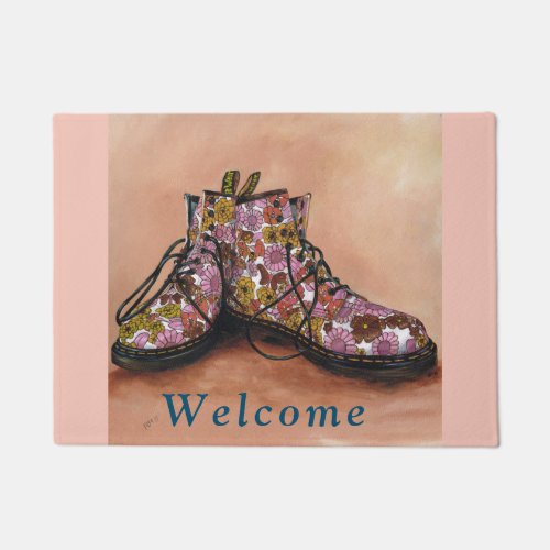 Floral Dr Martens Boots Door mat