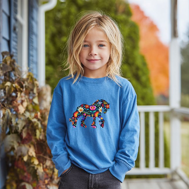 Floral Draft Horse Longsleeve Tshirt for Girls (Creator Uploaded)