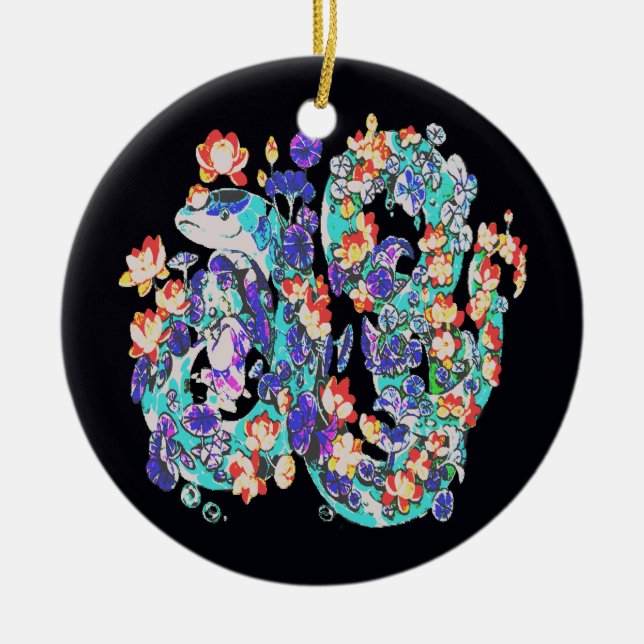 floral dragon ceramic ornament (Front)