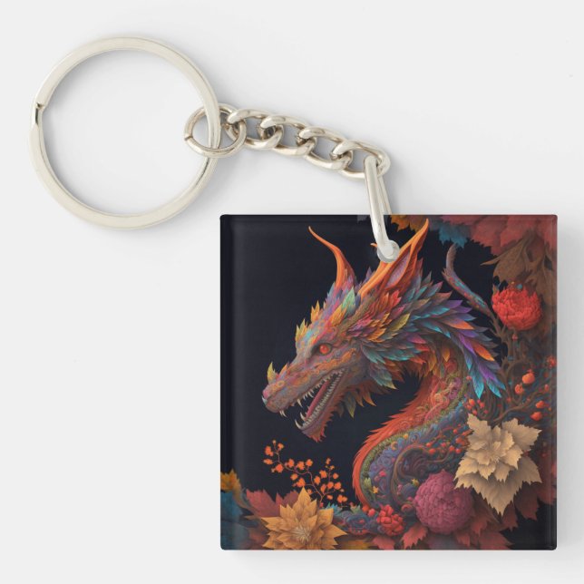 Floral Dragon Keychain (Front)