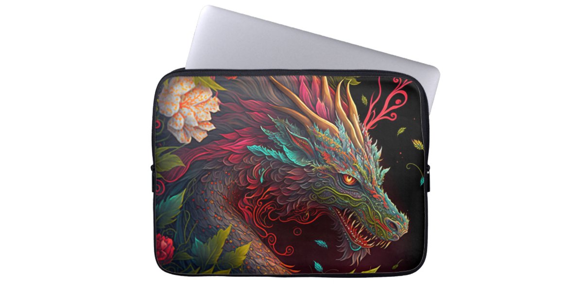 Floral Dragon Laptop Case | Zazzle