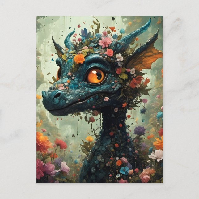 Floral Dragon Postcard (Front)