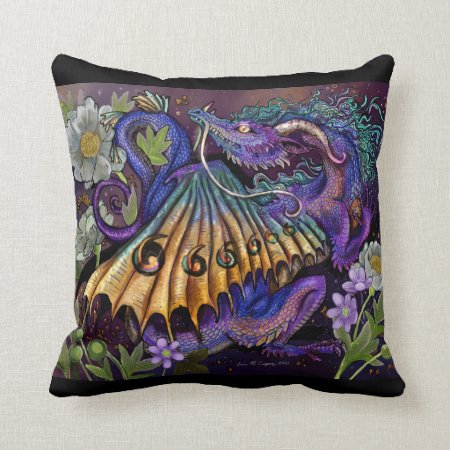 Floral Dragon Throw Pillow