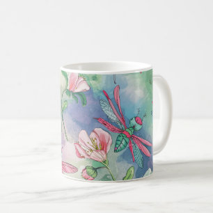 Floral Dragonfly Coffee Mug