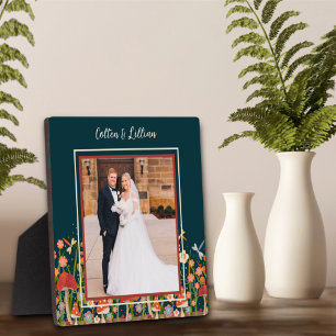 Floral Dragonfly Mushrooms Photo Customized Names Plaque