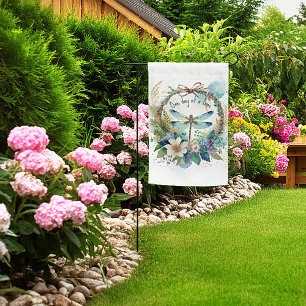 Floral dragonfly One day at a time Garden Flag