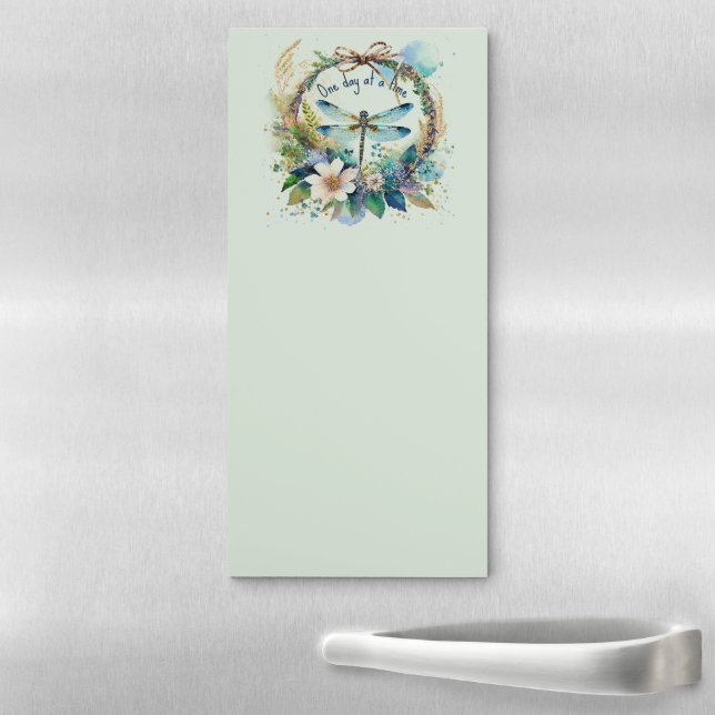 Floral dragonfly One day at a time Magnetic Notepad (In Situ)