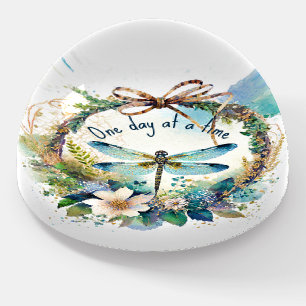 Floral dragonfly One day at a time Paperweight