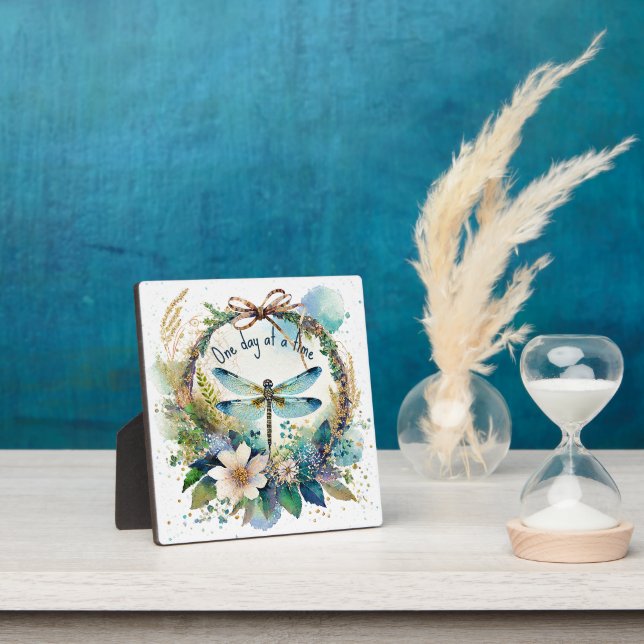 Floral dragonfly One day at a time Plaque (Insitu)