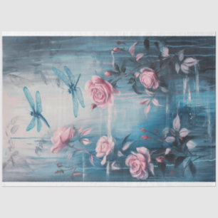 Floral Dragonfly Pastel Ethereal Whimsical Tissue Paper