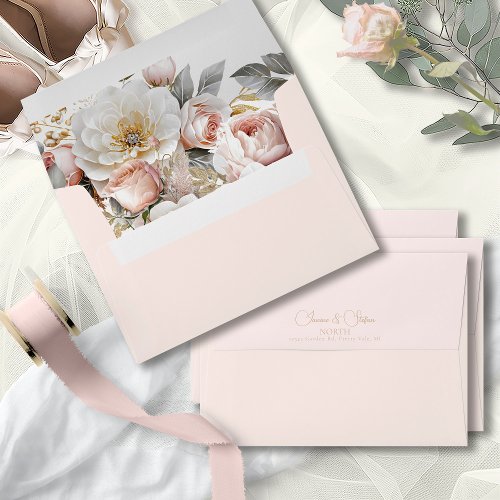 Floral Drama Wedding Blush ID1022 Envelope
