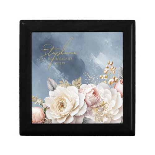 Floral Drama Wedding Bridesmaid Blue ID1022 Gift Box